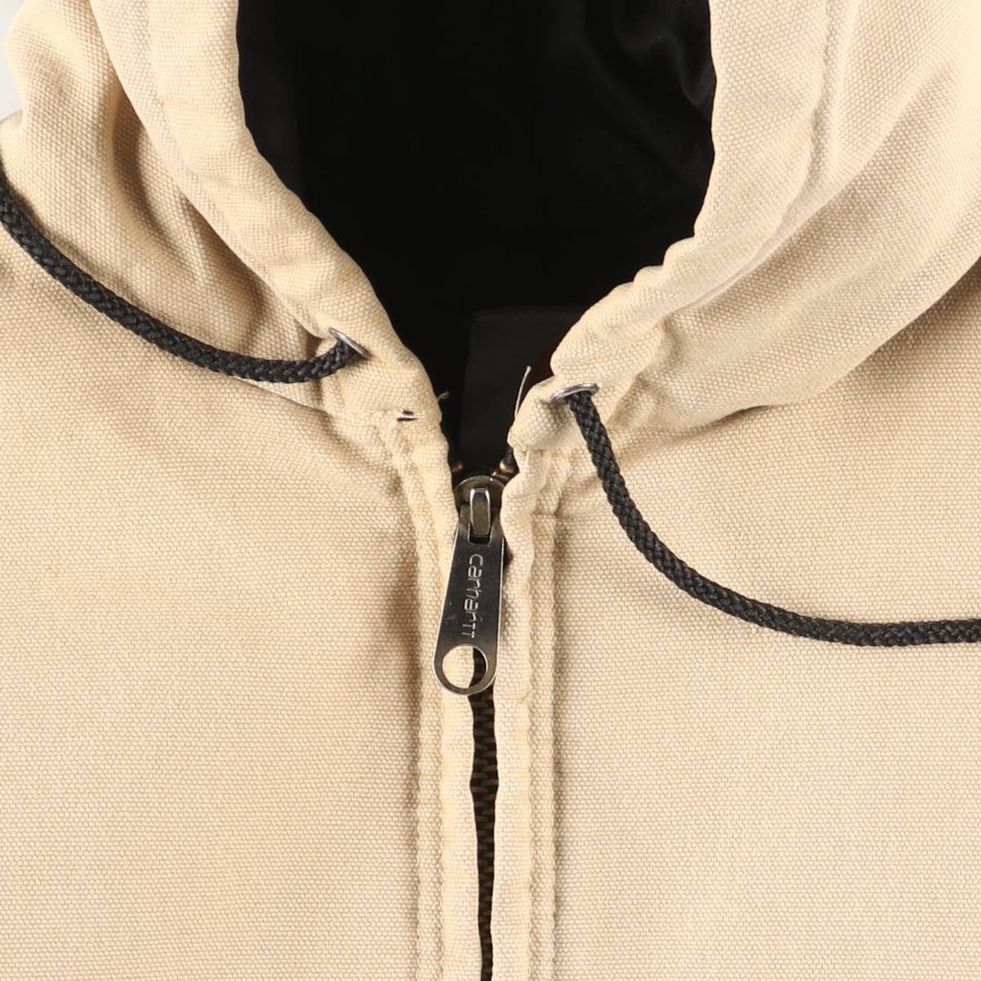 90'S Carhartt Active Jacket, Duck Full-Zip Hoodie, Men's Size L (approx.) cotton Beige type Vintage Second Hand