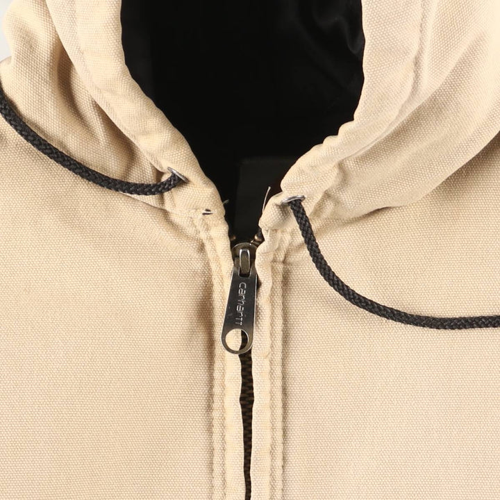 90'S Carhartt Active Jacket, Duck Full-Zip Hoodie, Men's Size L (approx.) cotton Beige type Vintage Second Hand