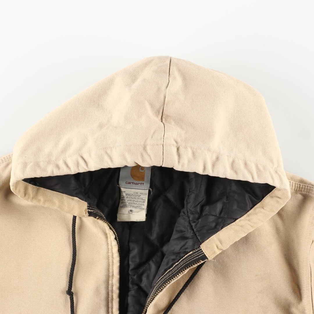 90'S Carhartt Active Jacket, Duck Full-Zip Hoodie, Men's Size L (approx.) cotton Beige type Vintage Second Hand