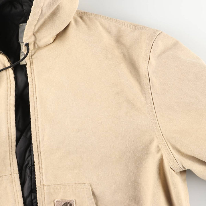 90'S Carhartt Active Jacket, Duck Full-Zip Hoodie, Men's Size L (approx.) cotton Beige type Vintage Second Hand