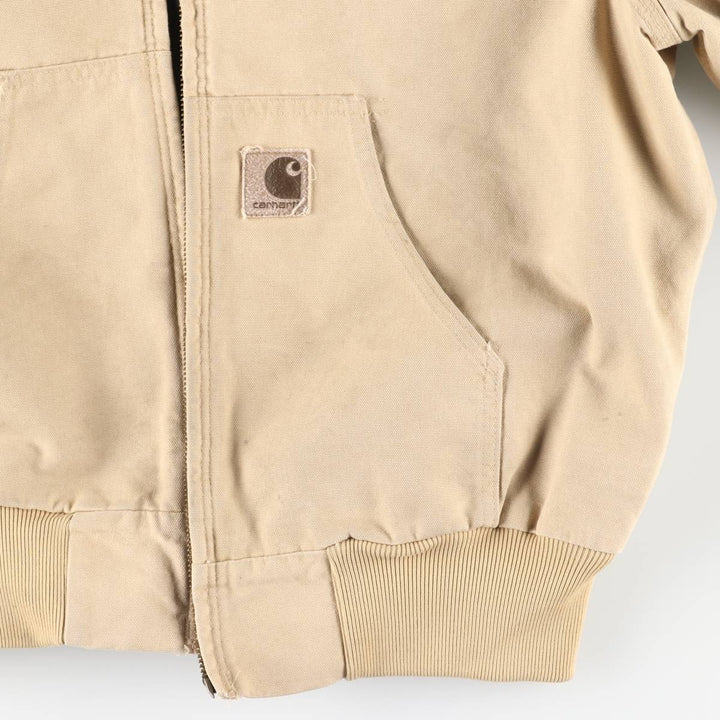 90'S Carhartt Active Jacket, Duck Full-Zip Hoodie, Men's Size L (approx.) cotton Beige type Vintage Second Hand