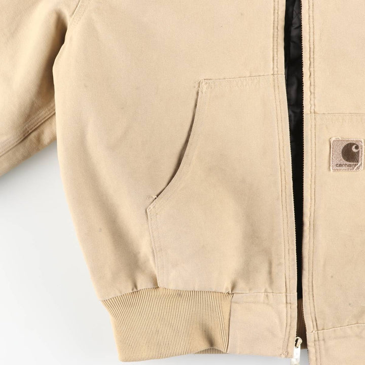 90'S Carhartt Active Jacket, Duck Full-Zip Hoodie, Men's Size L (approx.) cotton Beige type Vintage Second Hand