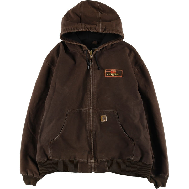 00'S Carhartt Active Jacket Duck Full Zip Hoodie Men's XXL cotton brown type Vintage Second Hand