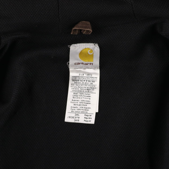 00'S Carhartt Active Jacket Duck Full Zip Hoodie Men's XXL cotton brown type Vintage Second Hand