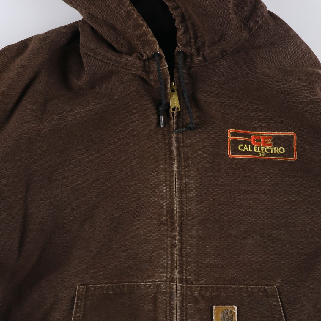 00'S Carhartt Active Jacket Duck Full Zip Hoodie Men's XXL cotton brown type Vintage Second Hand