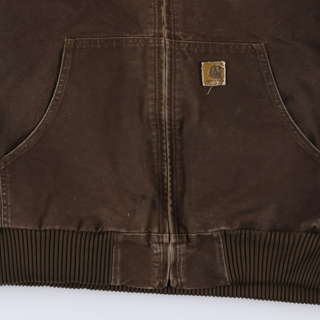 00'S Carhartt Active Jacket Duck Full Zip Hoodie Men's XXL cotton brown type Vintage Second Hand