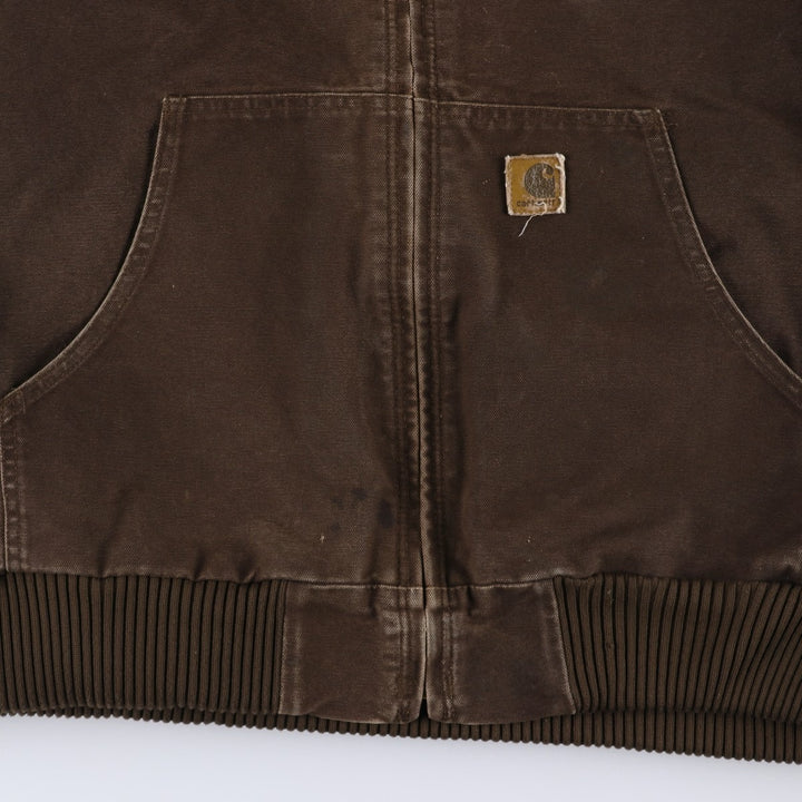 00'S Carhartt Active Jacket Duck Full Zip Hoodie Men's XXL cotton brown type Vintage Second Hand