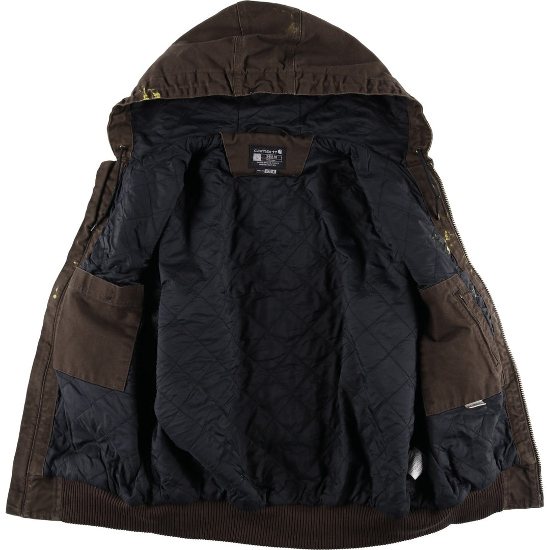 Carhartt Active Jacket, Loose Fit, Duck Full Zip Hoodie, Men's Size L cotton brown type Vintage Second Hand