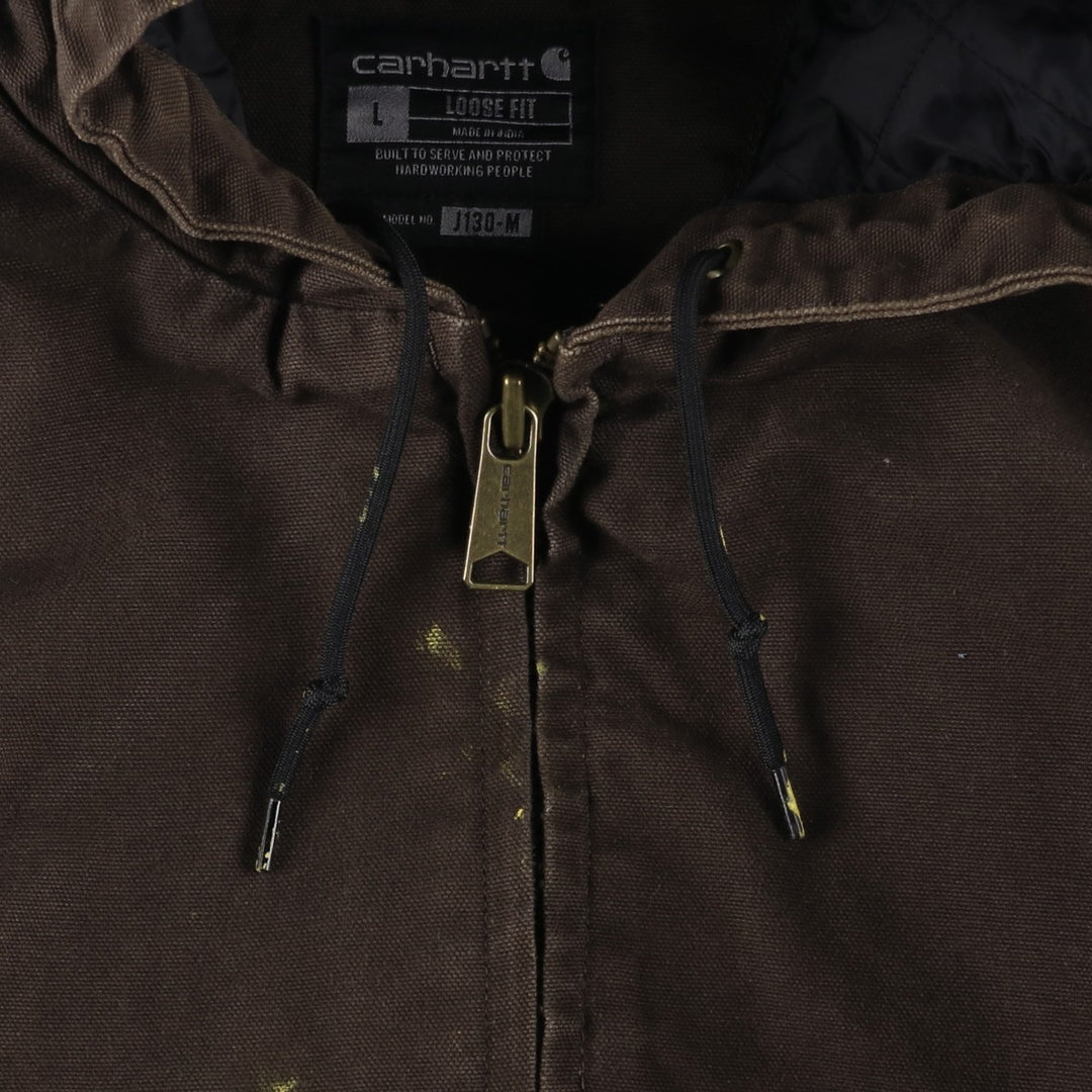 Carhartt Active Jacket, Loose Fit, Duck Full Zip Hoodie, Men's Size L cotton brown type Vintage Second Hand