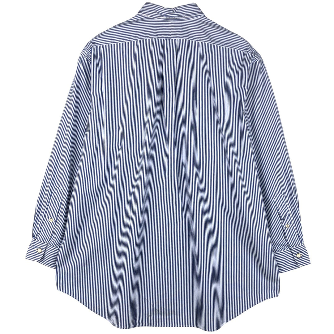 Ralph Lauren YARMOUTH Long Sleeve Button-Down Striped Shirt, Men's XL cotton Navy blue Vintage Second Hand