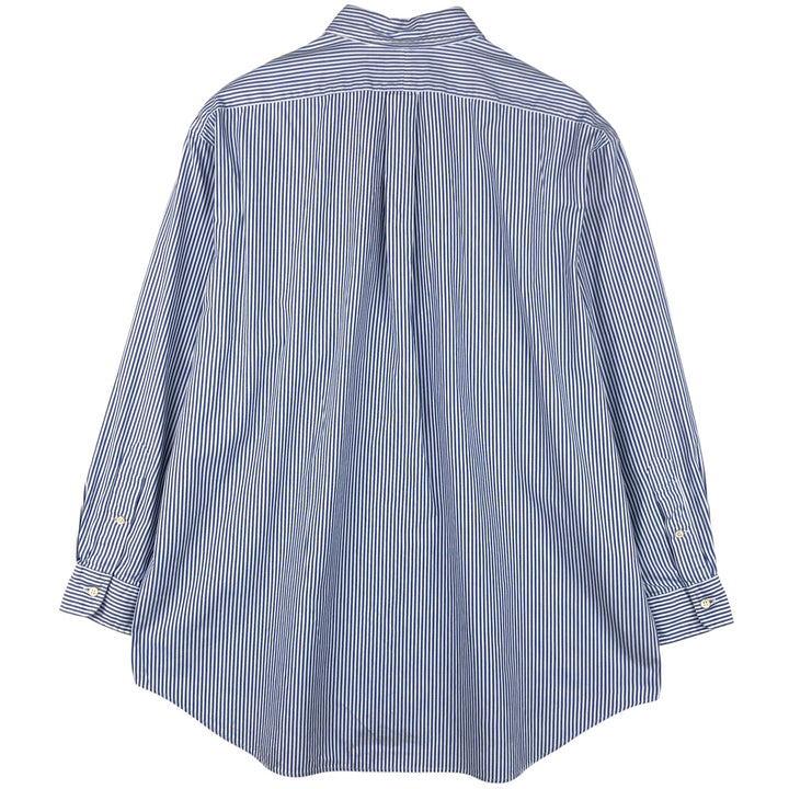 Ralph Lauren YARMOUTH Long Sleeve Button-Down Striped Shirt, Men's XL cotton Navy blue Vintage Second Hand