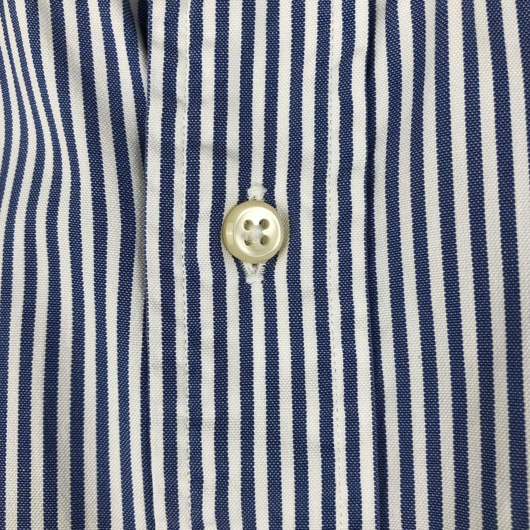 Ralph Lauren YARMOUTH Long Sleeve Button-Down Striped Shirt, Men's XL cotton Navy blue Vintage Second Hand