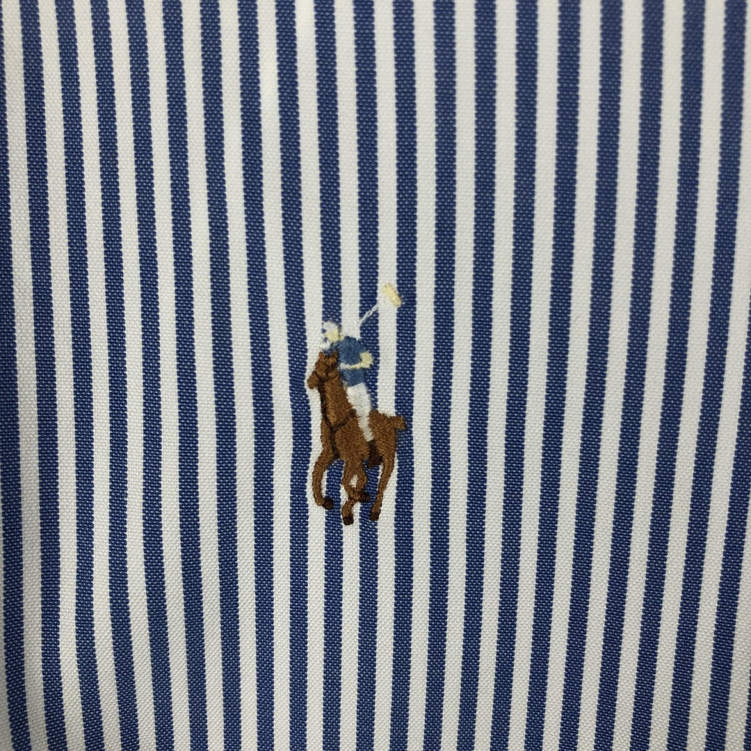 Ralph Lauren YARMOUTH Long Sleeve Button-Down Striped Shirt, Men's XL cotton Navy blue Vintage Second Hand