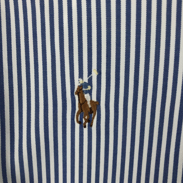 Ralph Lauren YARMOUTH Long Sleeve Button-Down Striped Shirt, Men's XL cotton Navy blue Vintage Second Hand