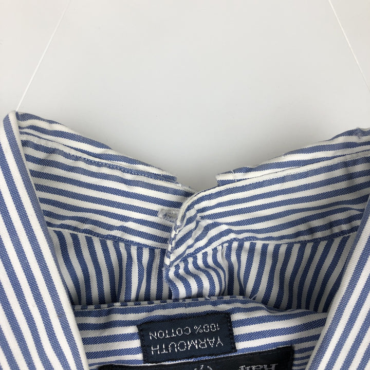Ralph Lauren YARMOUTH Long Sleeve Button-Down Striped Shirt, Men's XL cotton Navy blue Vintage Second Hand