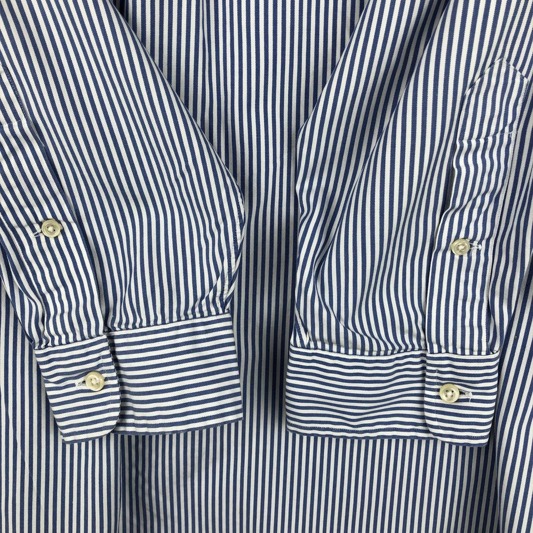 Ralph Lauren YARMOUTH Long Sleeve Button-Down Striped Shirt, Men's XL cotton Navy blue Vintage Second Hand