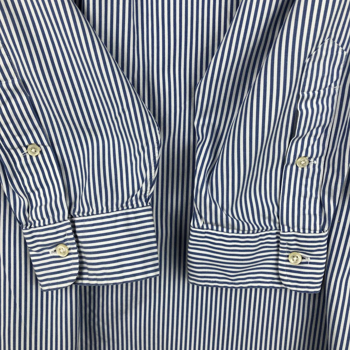 Ralph Lauren YARMOUTH Long Sleeve Button-Down Striped Shirt, Men's XL cotton Navy blue Vintage Second Hand