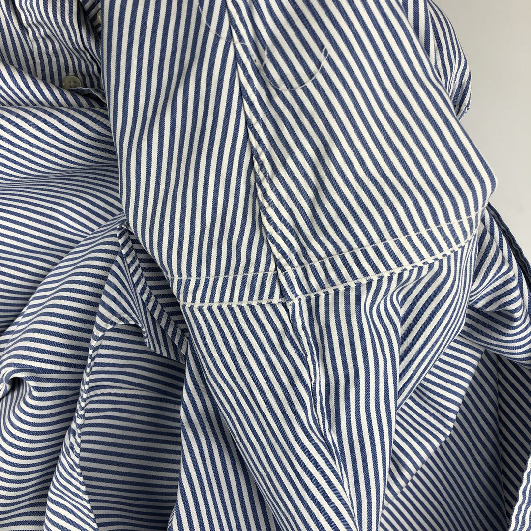 Ralph Lauren YARMOUTH Long Sleeve Button-Down Striped Shirt, Men's XL cotton Navy blue Vintage Second Hand
