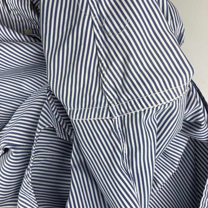 Ralph Lauren YARMOUTH Long Sleeve Button-Down Striped Shirt, Men's XL cotton Navy blue Vintage Second Hand