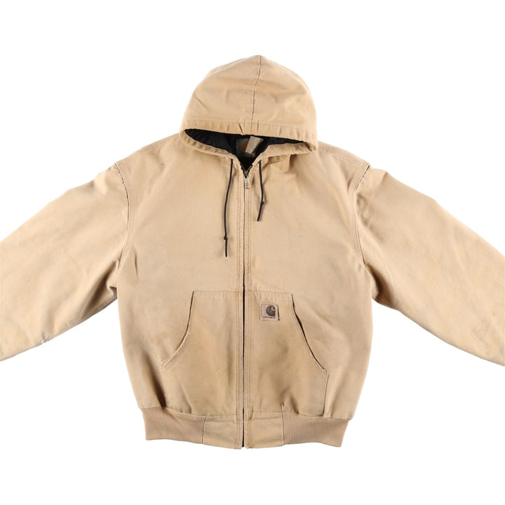 80s-90'S Carhartt Active Jacket Duck Full Zip Parka Made in USA Men's L Size Vintage unclear Beige type Vintage Second Hand