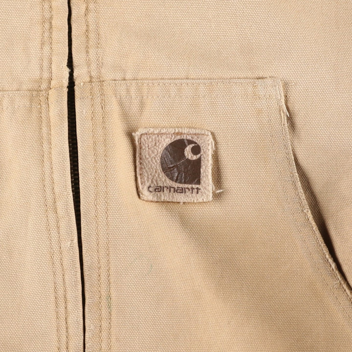 80s-90'S Carhartt Active Jacket Duck Full Zip Parka Made in USA Men's L Size Vintage unclear Beige type Vintage Second Hand