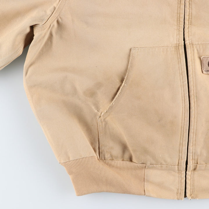 80s-90'S Carhartt Active Jacket Duck Full Zip Parka Made in USA Men's L Size Vintage unclear Beige type Vintage Second Hand
