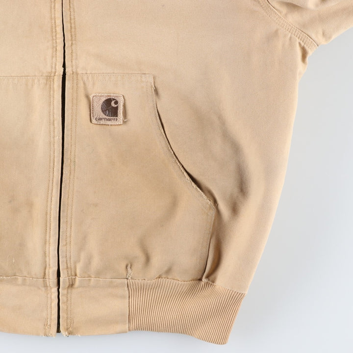 80s-90'S Carhartt Active Jacket Duck Full Zip Parka Made in USA Men's L Size Vintage unclear Beige type Vintage Second Hand