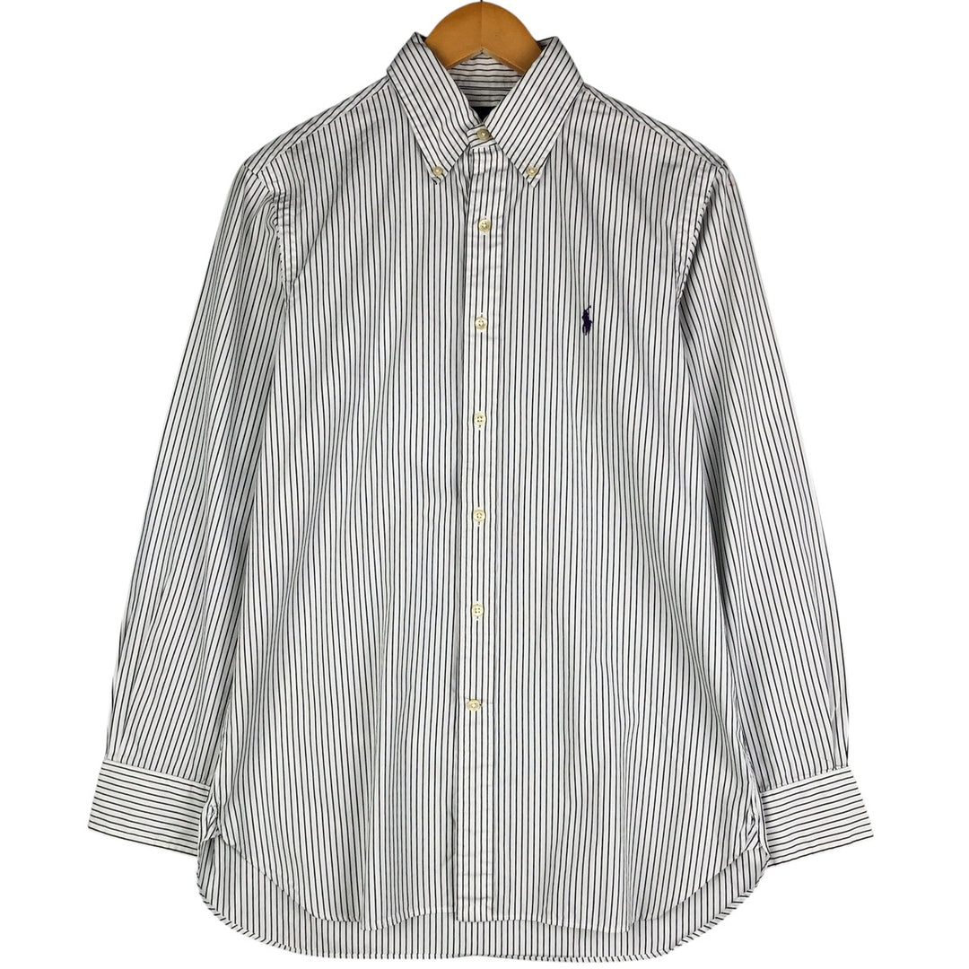 Ralph Lauren long sleeve button down striped shirt, men's size M cotton black type Vintage Second Hand
