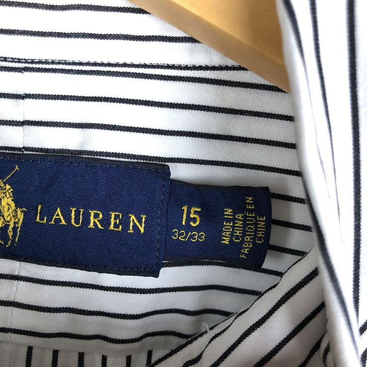 Ralph Lauren long sleeve button down striped shirt, men's size M cotton black type Vintage Second Hand