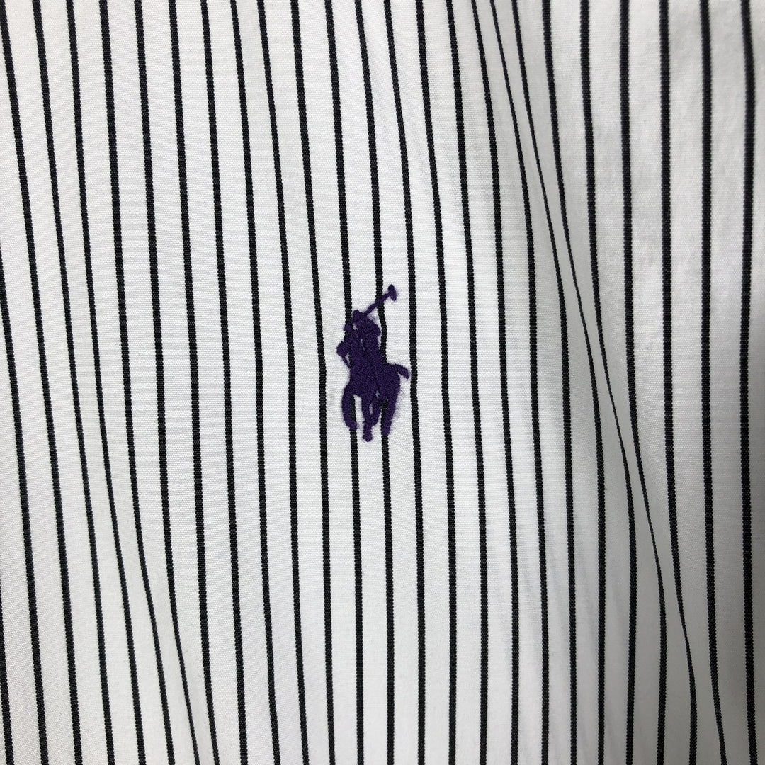 Ralph Lauren long sleeve button down striped shirt, men's size M cotton black type Vintage Second Hand