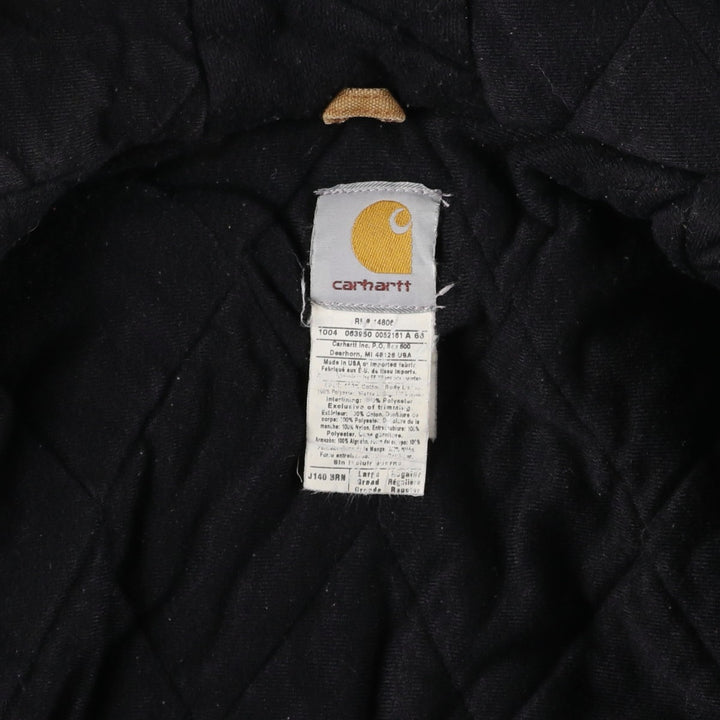 2000'S Carhartt Active Jacket, Padded Duck Full-Zip Hoodie, Made in USA, Men's Size L cotton Beige type Vintage Second Hand