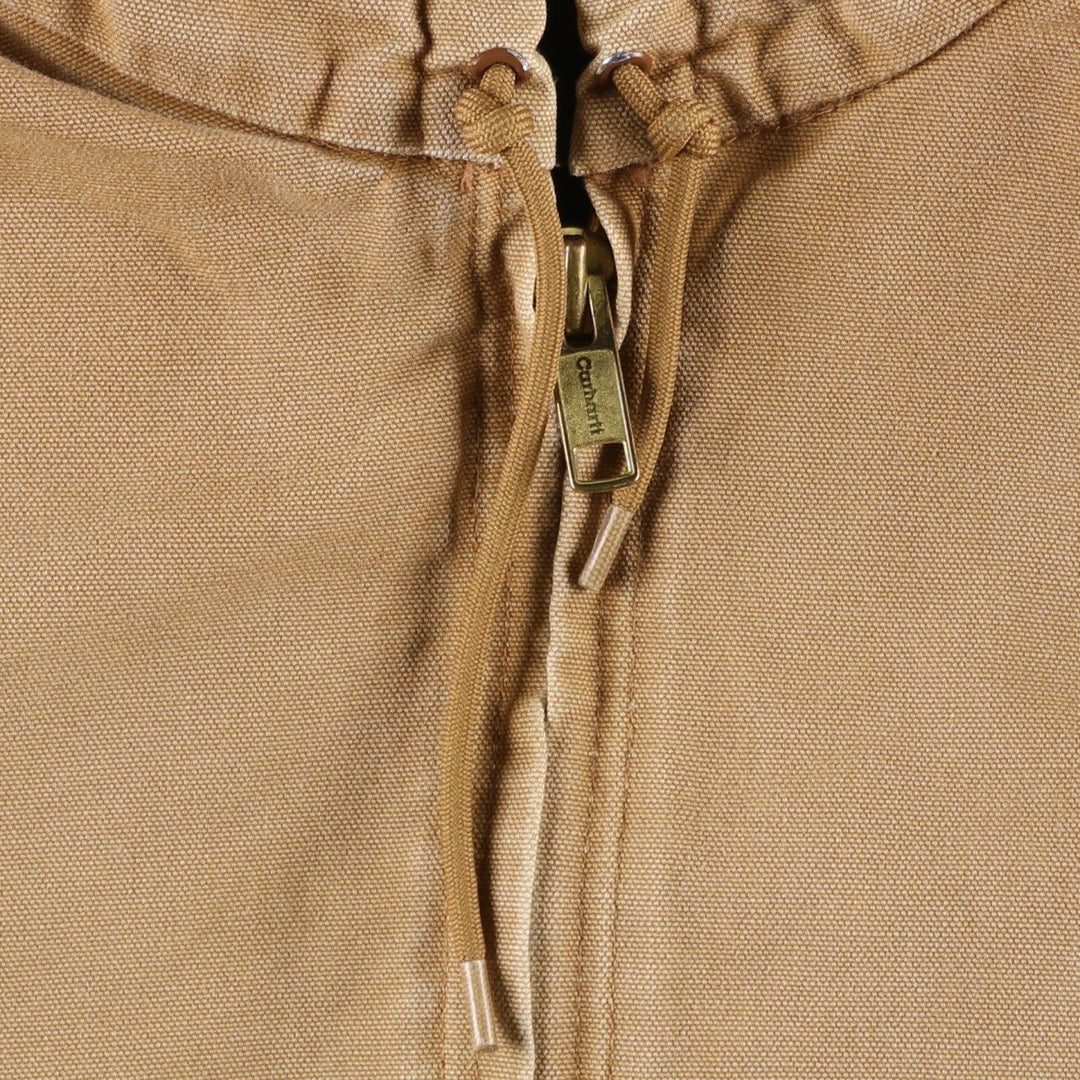 2000'S Carhartt Active Jacket, Padded Duck Full-Zip Hoodie, Made in USA, Men's Size L cotton Beige type Vintage Second Hand