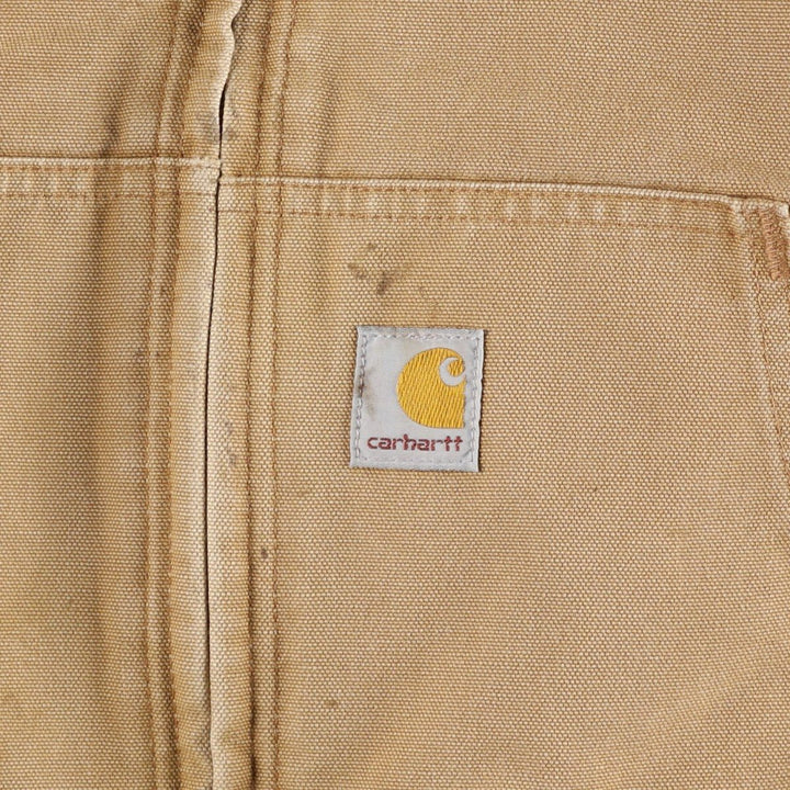 2000'S Carhartt Active Jacket, Padded Duck Full-Zip Hoodie, Made in USA, Men's Size L cotton Beige type Vintage Second Hand