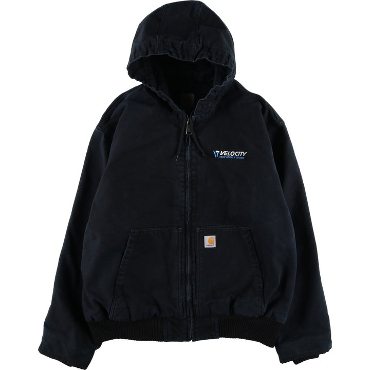 Carhartt Active Jacket Duck Full Zip Hoodie Men's XXL cotton black type Vintage Second Hand