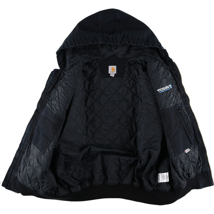 Carhartt Active Jacket Duck Full Zip Hoodie Men's XXL cotton black type Vintage Second Hand