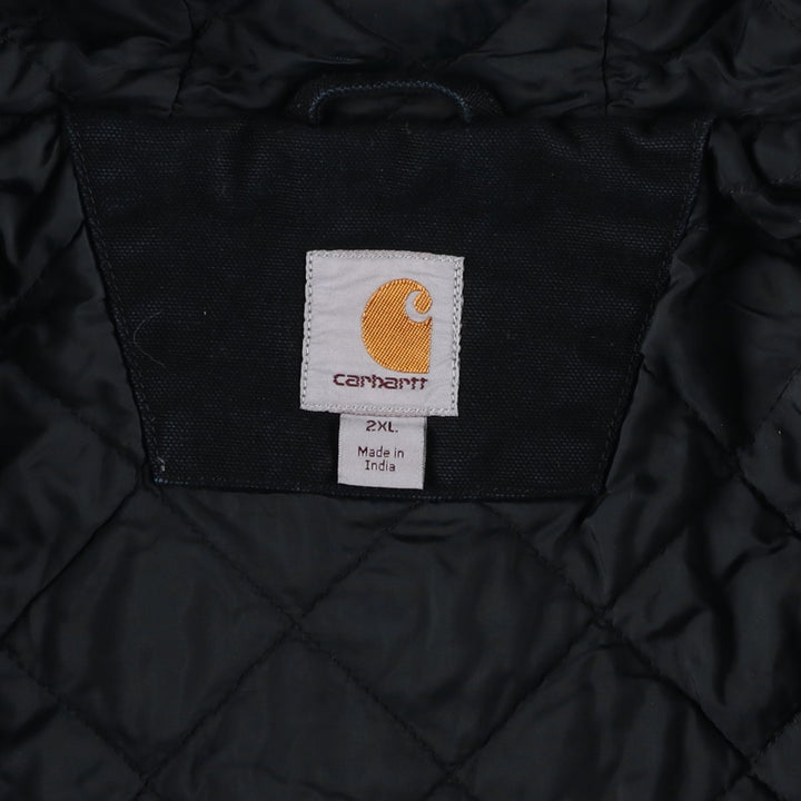 Carhartt Active Jacket Duck Full Zip Hoodie Men's XXL cotton black type Vintage Second Hand