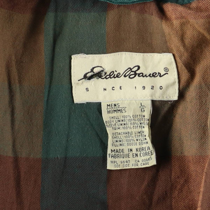Eddie Bauer Goose Down Hunting Jacket, Men's Size L cotton Green type dark green Vintage Second Hand