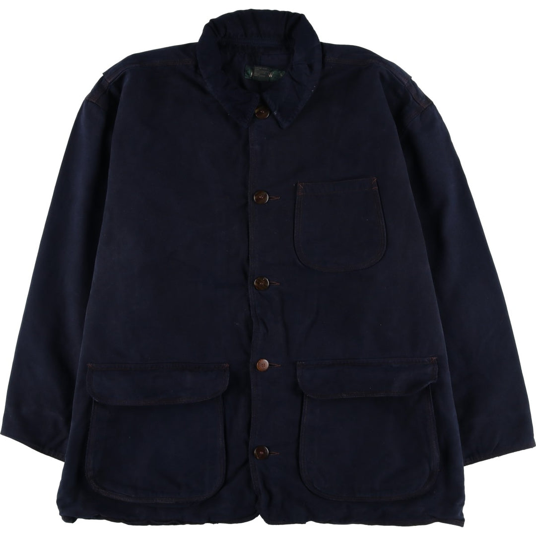 90'S J.Crew Duck Hunting Jacket, Men's Size L, Vintage cotton navy blue type Vintage Second Hand