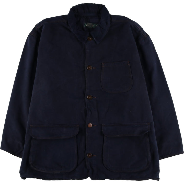 90'S J.Crew Duck Hunting Jacket, Men's Size L, Vintage cotton navy blue type Vintage Second Hand