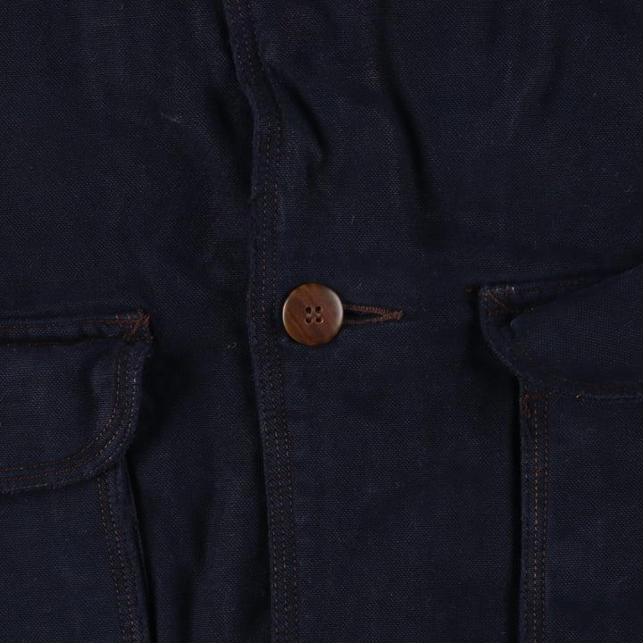 90'S J.Crew Duck Hunting Jacket, Men's Size L, Vintage cotton navy blue type Vintage Second Hand
