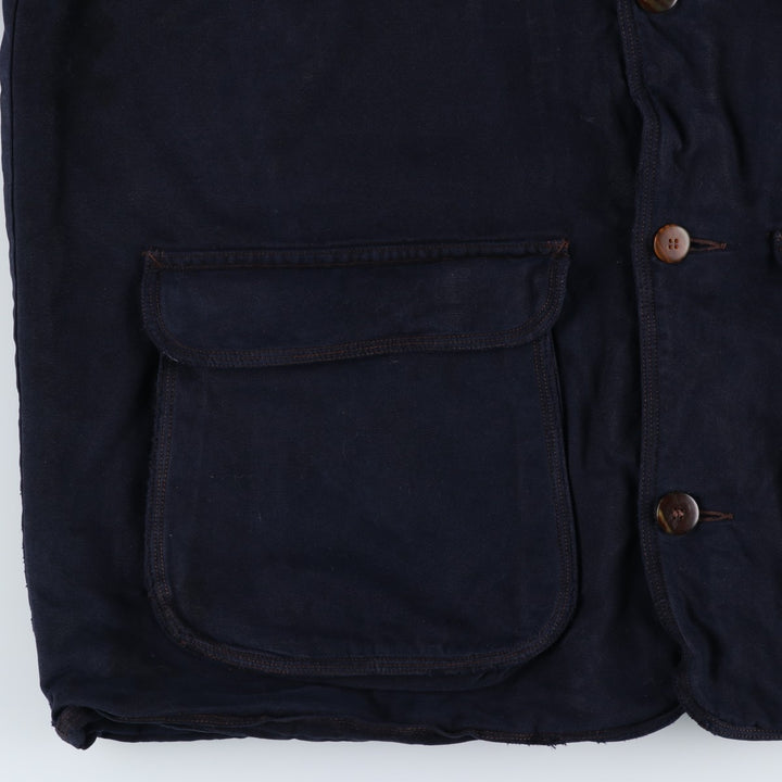 90'S J.Crew Duck Hunting Jacket, Men's Size L, Vintage cotton navy blue type Vintage Second Hand