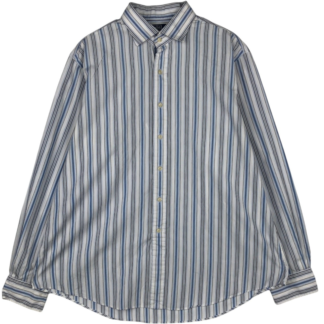 Ralph Lauren POLO by Ralph Lauren REGENT CUSTOM FIT Long-Sleeve Cotton Stripe Shirt, Men's Size XXL (approx.) cotton Blue type light blue Vintage Second Hand