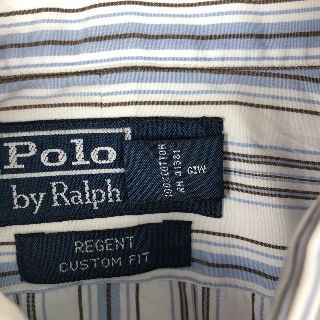 Ralph Lauren POLO by Ralph Lauren REGENT CUSTOM FIT Long-Sleeve Cotton Stripe Shirt, Men's Size XXL (approx.) cotton Blue type light blue Vintage Second Hand