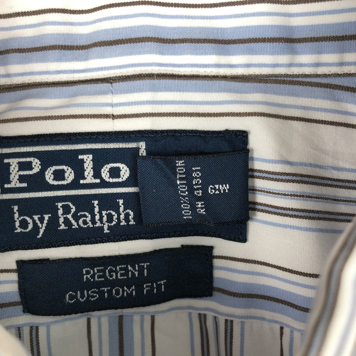 Ralph Lauren POLO by Ralph Lauren REGENT CUSTOM FIT Long-Sleeve Cotton Stripe Shirt, Men's Size XXL (approx.) cotton Blue type light blue Vintage Second Hand