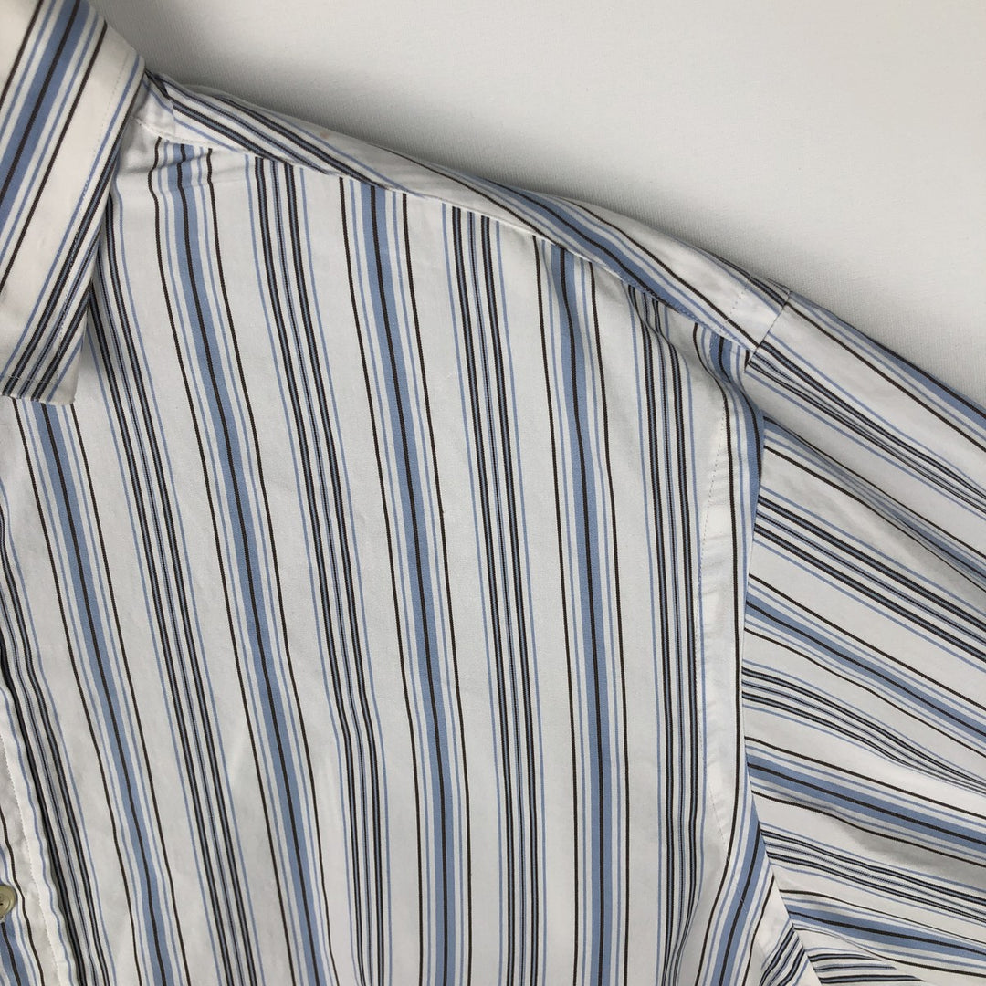 Ralph Lauren POLO by Ralph Lauren REGENT CUSTOM FIT Long-Sleeve Cotton Stripe Shirt, Men's Size XXL (approx.) cotton Blue type light blue Vintage Second Hand