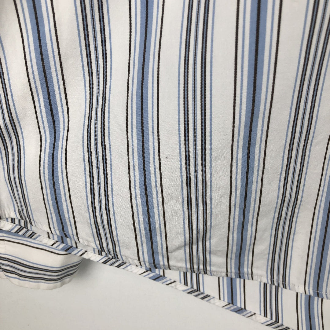 Ralph Lauren POLO by Ralph Lauren REGENT CUSTOM FIT Long-Sleeve Cotton Stripe Shirt, Men's Size XXL (approx.) cotton Blue type light blue Vintage Second Hand