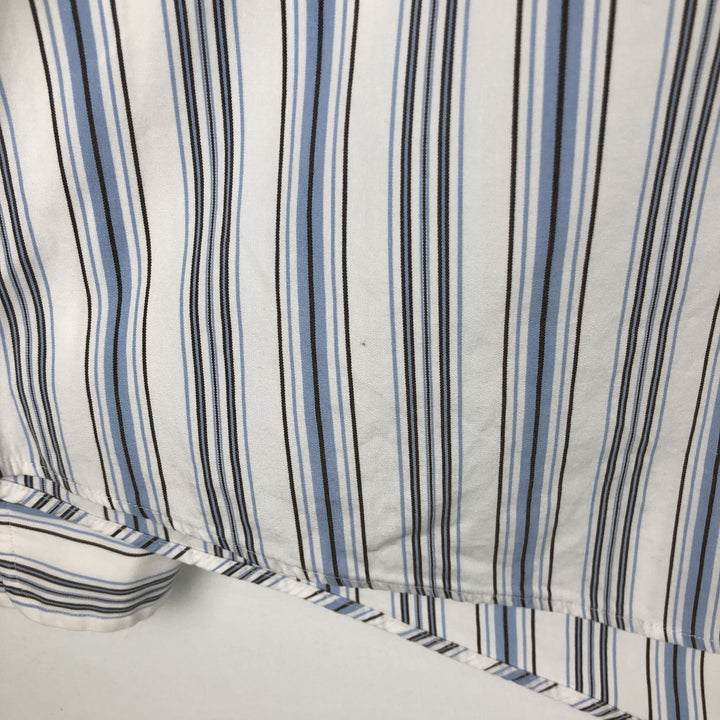 Ralph Lauren POLO by Ralph Lauren REGENT CUSTOM FIT Long-Sleeve Cotton Stripe Shirt, Men's Size XXL (approx.) cotton Blue type light blue Vintage Second Hand