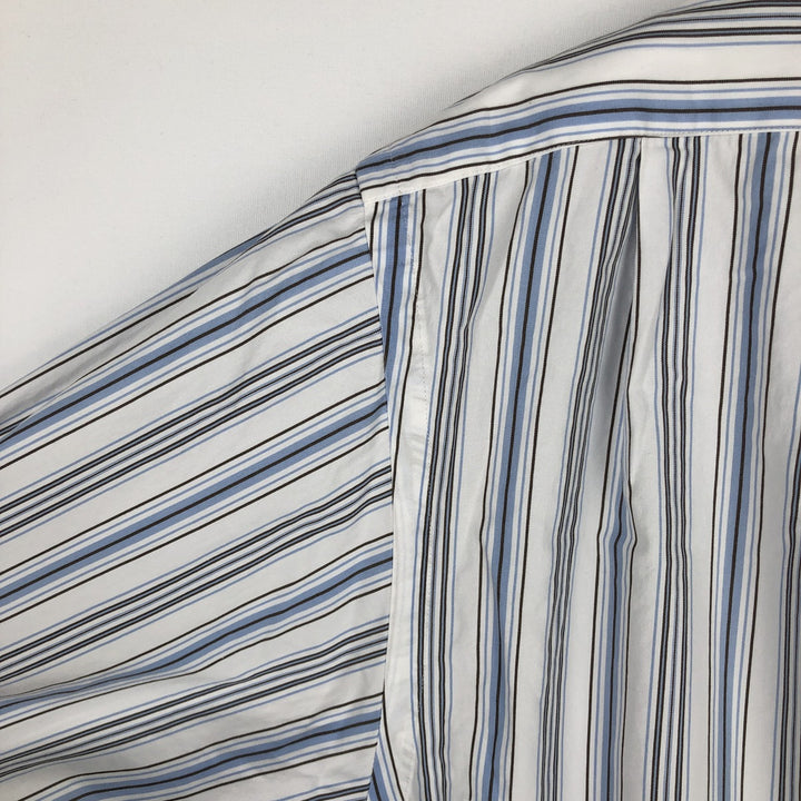 Ralph Lauren POLO by Ralph Lauren REGENT CUSTOM FIT Long-Sleeve Cotton Stripe Shirt, Men's Size XXL (approx.) cotton Blue type light blue Vintage Second Hand