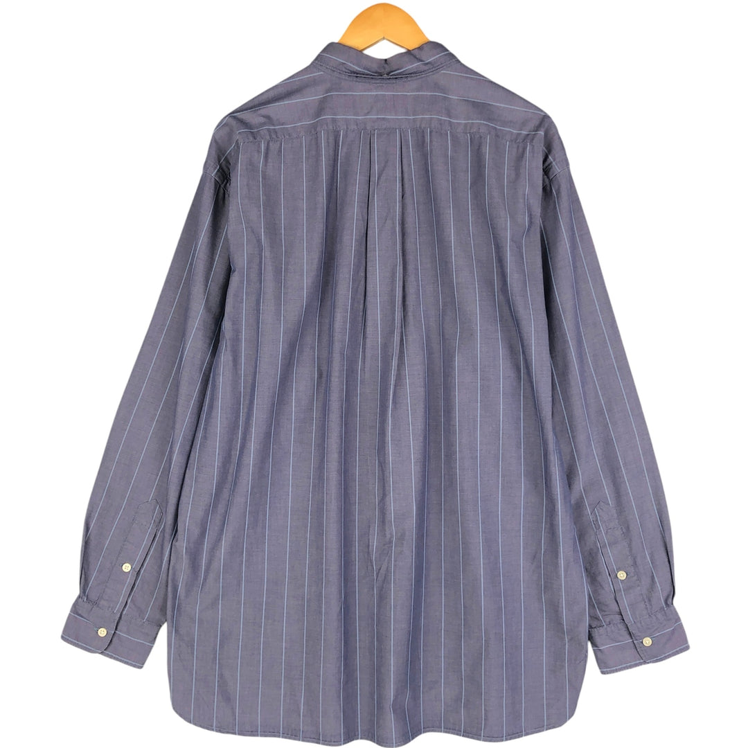 Ralph Lauren McMEEL long-sleeved button-down striped shirt, men's size XL cotton navy blue type Vintage Second Hand