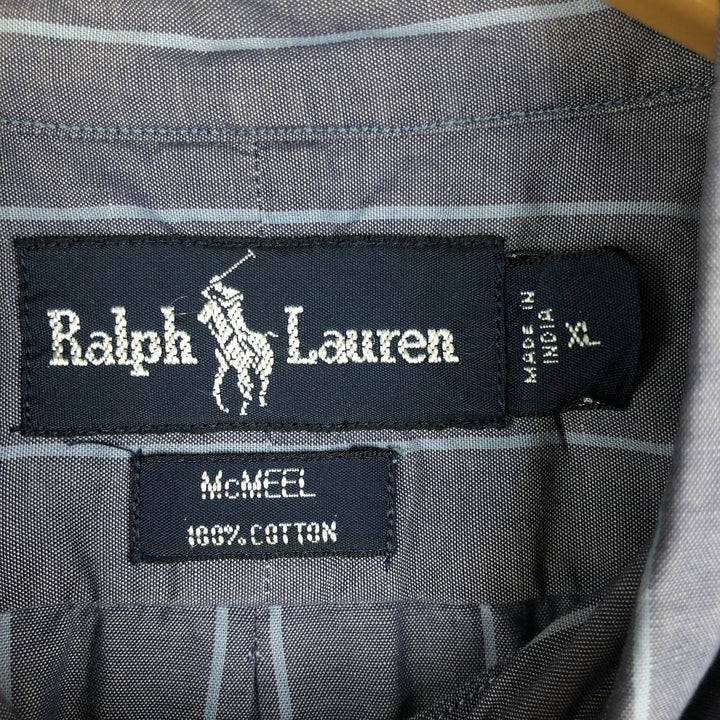 Ralph Lauren McMEEL long-sleeved button-down striped shirt, men's size XL cotton navy blue type Vintage Second Hand